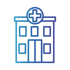 Obraz premium facade of building hospital, gradient line style icon vector illustration design