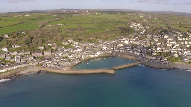 Mousehole Harbour a Picturesque Village in Cornwall UK from the Air