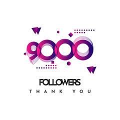 Thank You 9000 Followers Celebration Vector Illustration Template Design
