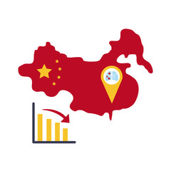 map of china with covid 19 infographic and icons, flat style icon vector illustration design