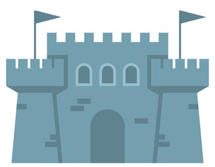 Castle in flat style. Illustration isolated on white background.