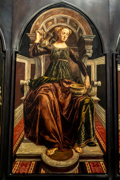 Temperance, from panels depicting the Virtues in Uffizi Gallery in Florence, Italy
