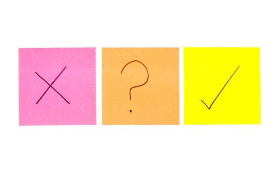 Three post its on white background with different symbols