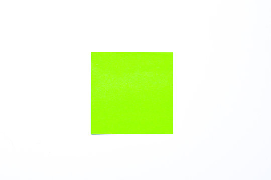 Green Post It On White Background