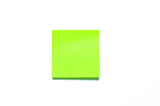 Green Post it on white background