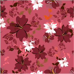 Vector spring abstract background flowers seamless pattern