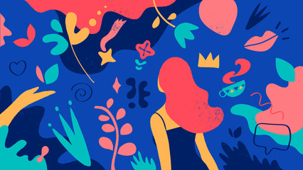 Motivo floreale del mondo femminile. Una ragazza in un giardino fiorito © Hurca!