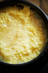 Korean steamed egg dish in pot