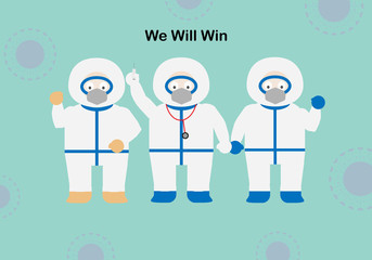 Concepts of doctors win agianst covid-19 virus infection