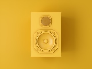 3D rendering Yellow speakers isolated on yellow background