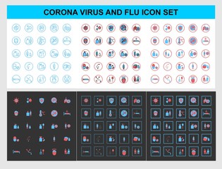 Corona Virus Icon Set. Bundle of various icon style.