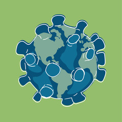 planet earth with coronavirus sketch