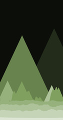 Fototapeta premium Moon and Mountains Panorame Generative Art background illustration