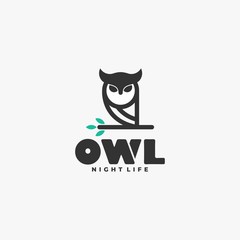 Vector Logo Illustration Owl Line Art Style.