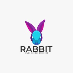 Vector Logo Illustration Rabbit Head Gradient Colorful Style.