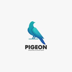 Vector Logo Illustration Pigeon Gradient Colorful Style.
