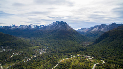 Ushuaia aerial view. Ushuaia is the capital of Tierra del Fuego province in Argentina.