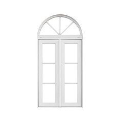 Real vintage house window frame isolated on white background
