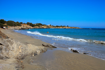 Alyko beach, Naxos / Greece - August 24, 2014: Alyko beach view in Naxos, Cyclades Islands, Greece
