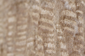 The background pattern on the vertical cement floor.