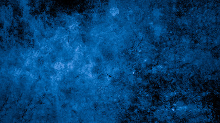 Old wall pattern texture cement blue dark abstract  blue color design are light with black gradient background.