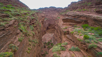 Aerial view Garganta del diablo in Quebrada de las Conchas, Cafayate, Salta, Argentina