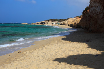 Alyko beach, Naxos / Greece - August 24, 2014: Alyko beach view in Naxos, Cyclades Islands, Greece