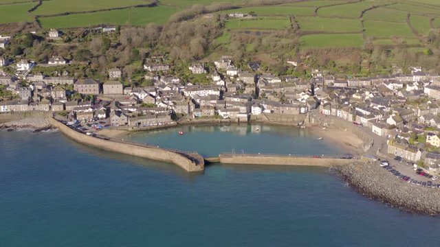 Mousehole Harbour a Picturesque Village in Cornwall UK from the Air