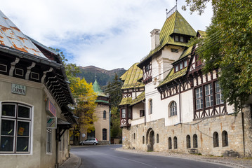 Obraz premium Avenue Furnica, located near the Pelesh castle in Sinaia city in Romania