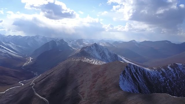 Aerial view of Pakistan northern area mountains at babusar pass which comes on the way from Naran to Hunza valley