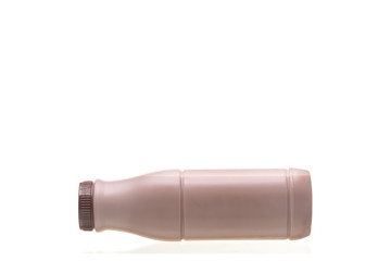 Bottle of fresh milk and chocolate milk  isolated on white .