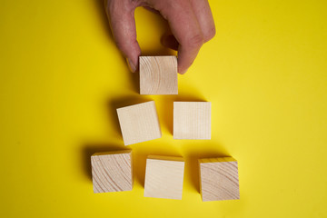 Wooden blocks and cubes ready for adding text and word that can be used to convey a message or a concept