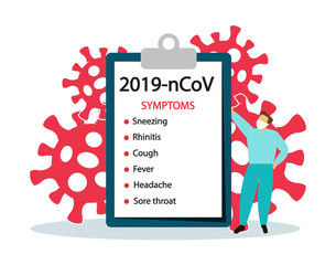 2019-nCoV. Symptoms coronavirus. Banner, placat. Vector