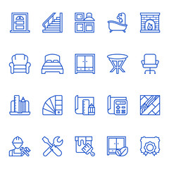 Set of furniture and interior design icons. Vector illustration