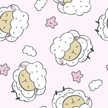 Happy lamb vector pattern design