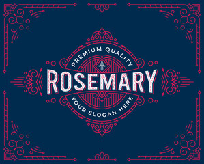 vintage badge logo design with flourishes ornament swirls