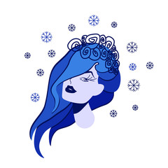 Snow Queen illustration for children. Winter girl