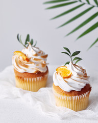 Homemade decorated lemon cupcakes