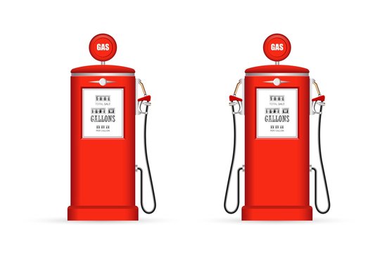 Retro gas pump vector illustration isolated on white background