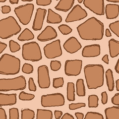 Stones handdrawn seamless brown pattern. Vector illustration.