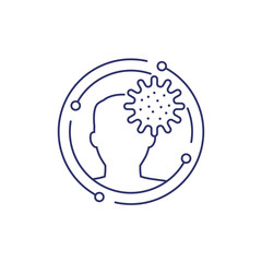 infection line icon with virus and man