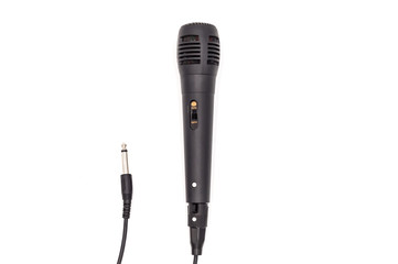 Obraz premium Black karaoke microphone with its connection
