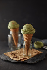 Green tea matcha ice cream. .