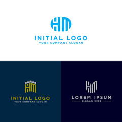 Inspiring logo design Set, for companies from the initial letters of the HM logo icon. -Vectors
