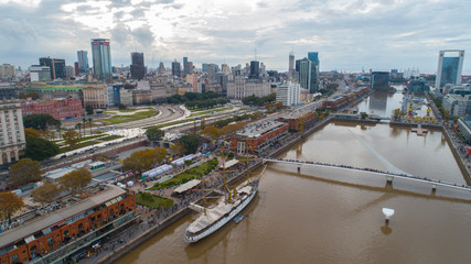 Aerial view of Puerto Madero in Buenos Aires - Argentina.