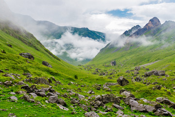 valley in the caucasus mountains on a summer day