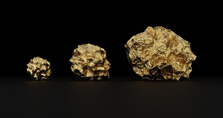 Gold nugget isolated on blackground