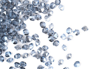 close up multi colored beads heap isolated on white