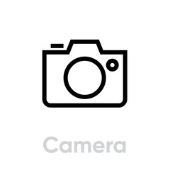 Camera icon. Flat linear design. Editable Vector Outline.
