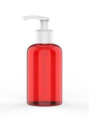 Blank Plastic Bottle with Pump Dispenser For Branding, 3d render illustration.